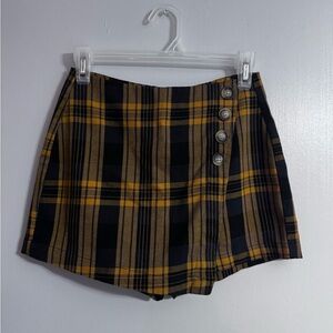 Aeropostale Black and Yellow Gold Plaid Mini Skirt Size Small
